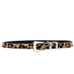 Leopard Print Belt with Gold Buckle